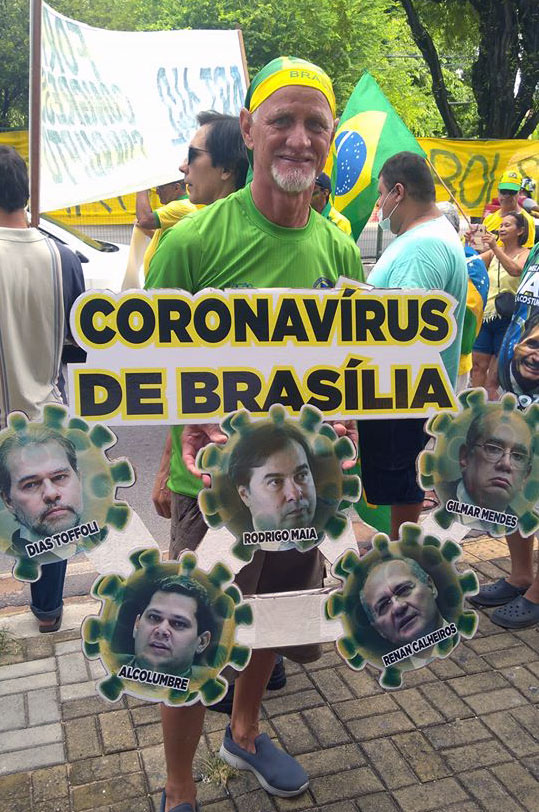 Dieser Zeitgenosse hält die aktuellen Politiker für den Coronavirus Brasiliens... © unbek Post Facebook